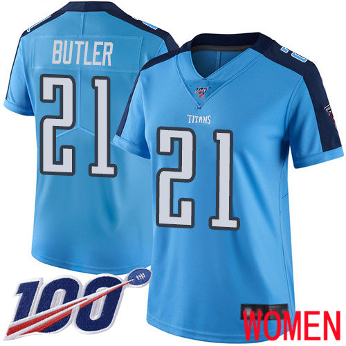 Tennessee Titans Limited Light Blue Women Malcolm Butler Jersey NFL Football #21 100th Season Rush Vapor Untouchable->youth nfl jersey->Youth Jersey